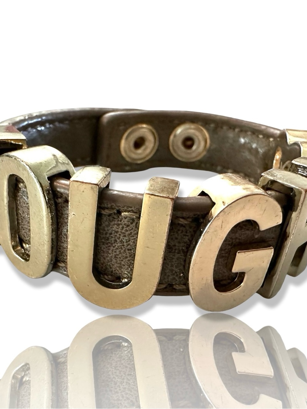 BCBGeneration Leather Bracelet with “TOUGH”  Slide Letters